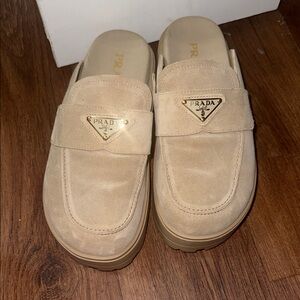 Prada Women's Beige Suede Mules